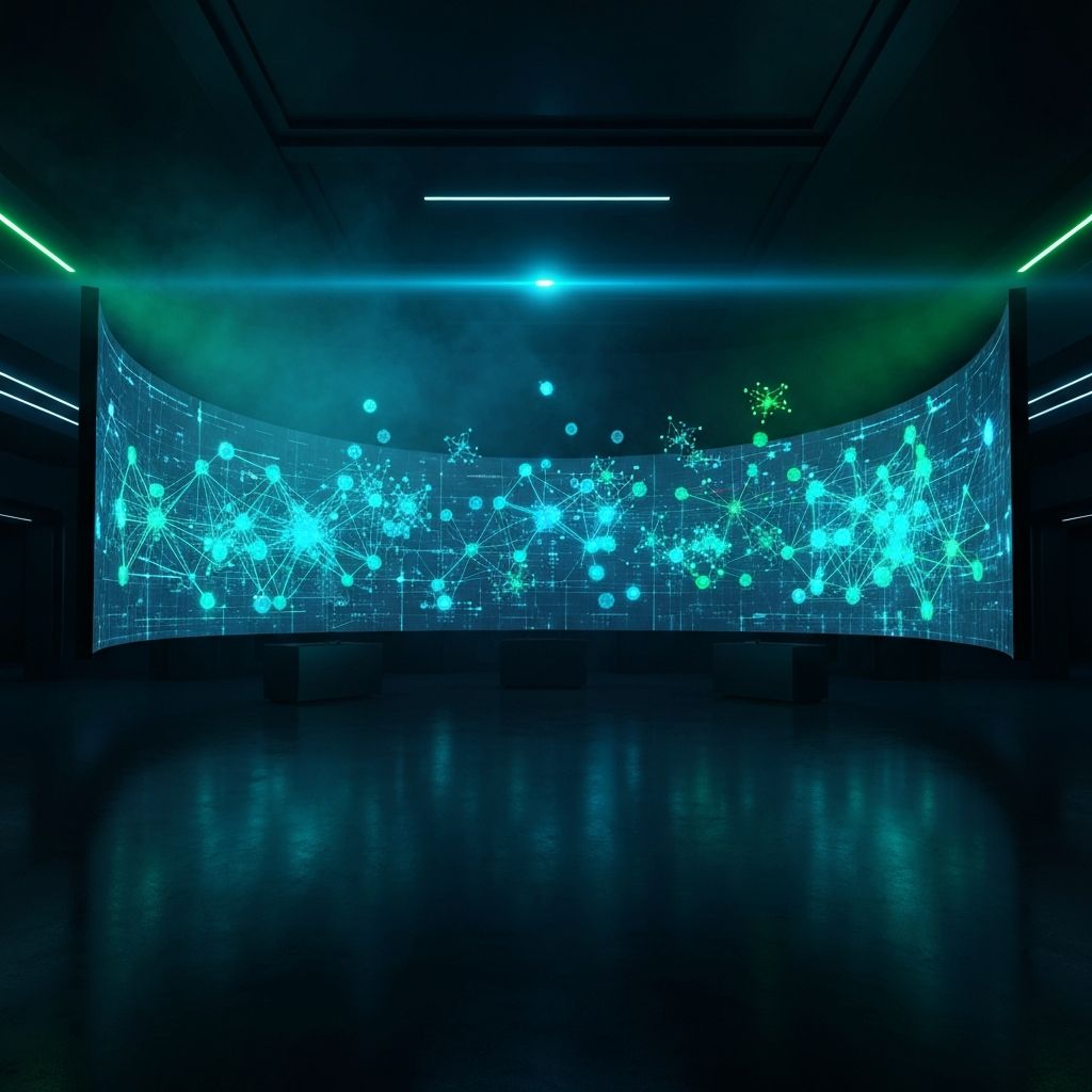 Quantum computing command center with holographic displays